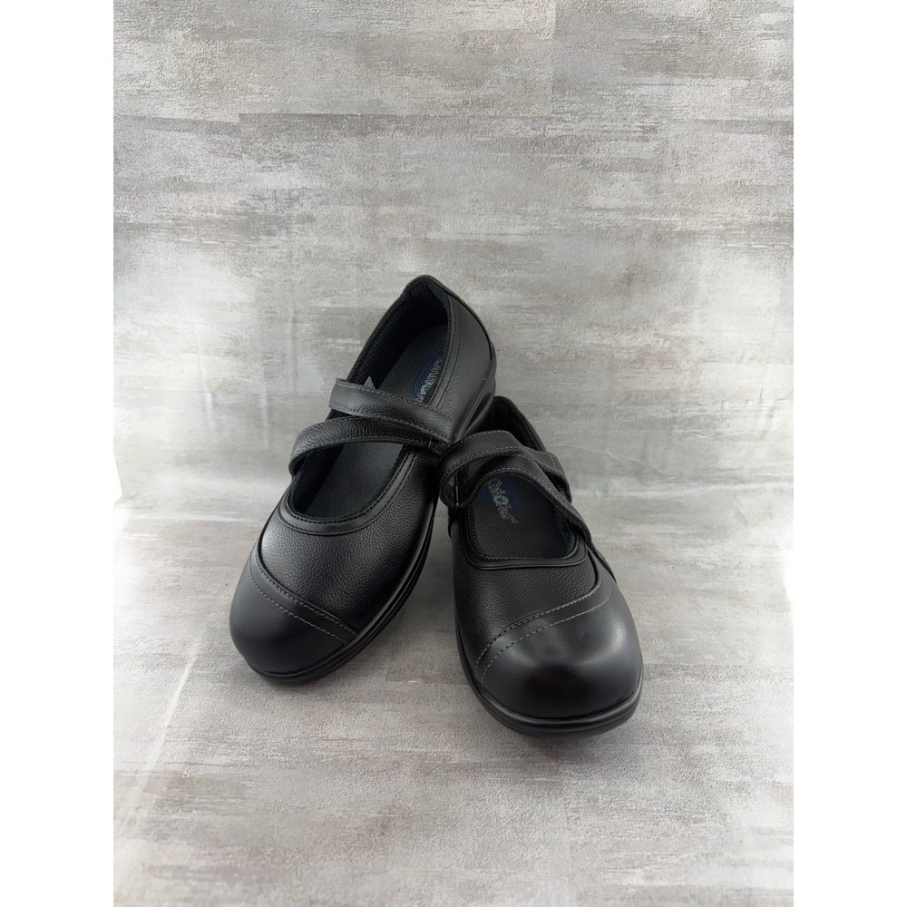 OrthoFeet 865 Black Leather Mary Jane Orthopedic Shoes Women Sz 6.5 2E X-Wide